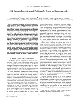 PDF文档封面 - SoK：比特币与加密货币的研究视角与挑战